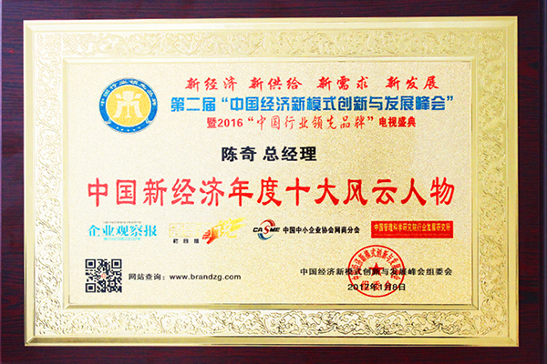 陳奇總經(jīng)理獲中國新經(jīng)濟(jì)年度實(shí)發(fā)風(fēng)云人物